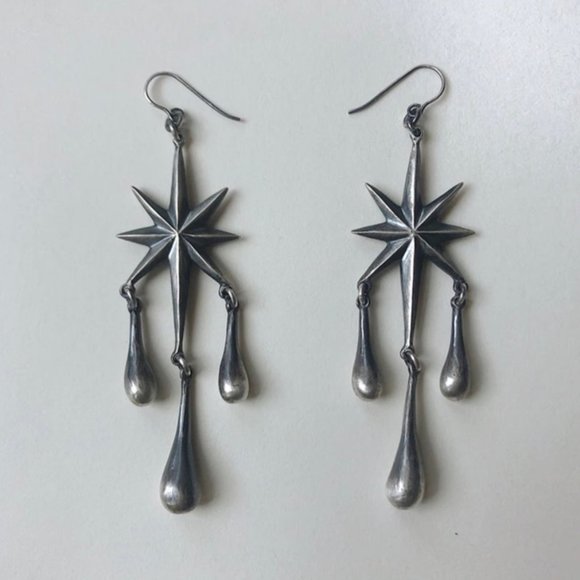 Gun Metal Dripping North Star drop earrings in gun metal finish - Picture 2 of 5